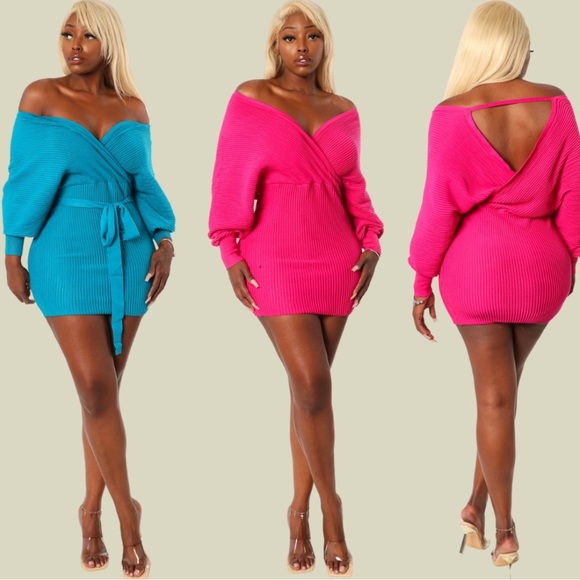 Black Off Shoulder Mini Dress - Picture 3 of 7